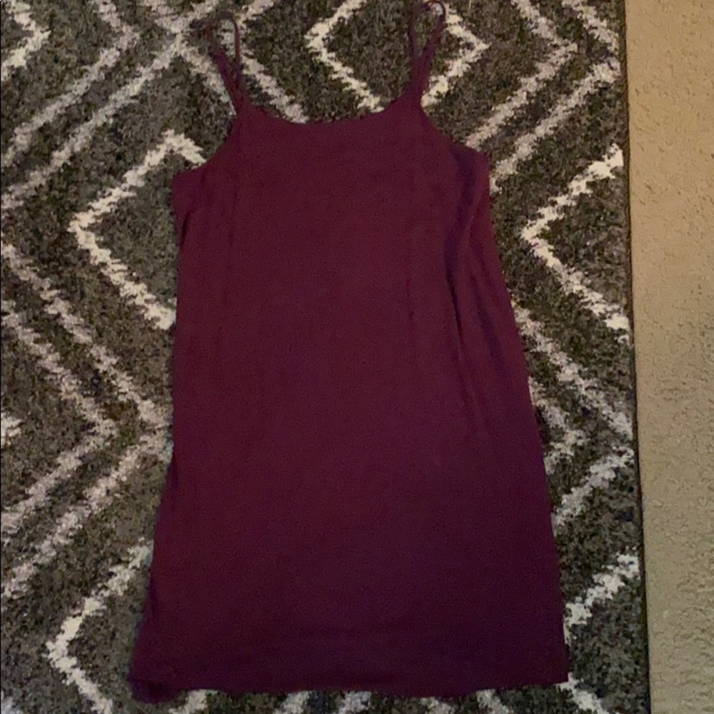 Casual Burgundy Thin Strap Dress